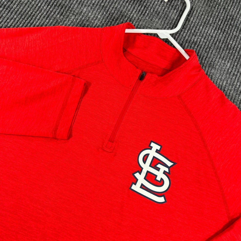 St. Louis Cardinals Pullover Shirt Mens XL Extra Large Red Long Sleeve 1/4 Zip